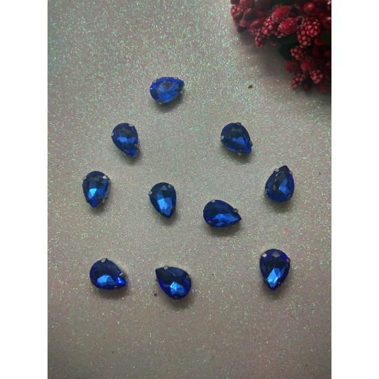 Стразы в цапах "Капля" цв. синий, цена за 1 шт